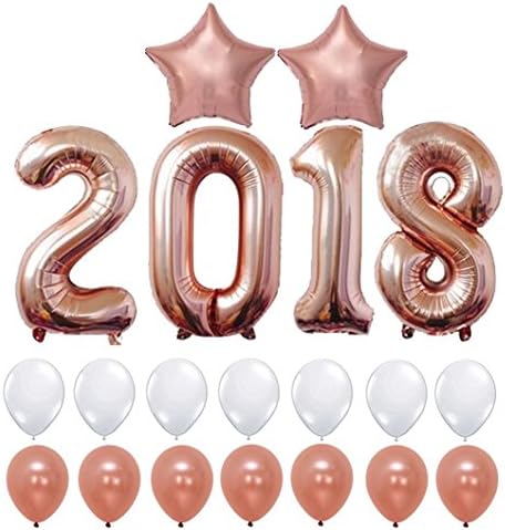Yeefant 28 PCS 2018 Decorations Large Size Gold Black and White Latex Graduation Balloons Set for Wedding Living Room Bedroom,4 Pcs 40 Inch,3 Pcs 18 Inch,21 Pcs 12 Inch