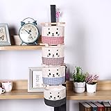 SOURBAN Cotton Linen Fabric Pocket Wall Hanging Storage Bags Over the Door Organizer Blue Grid