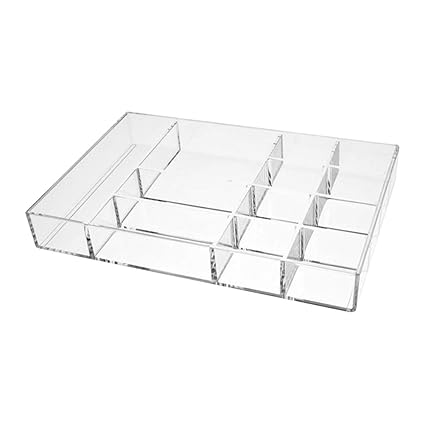 Stobok Clear Plastic Drawer Organizer Acrylic Drawer Tray 12 Grid