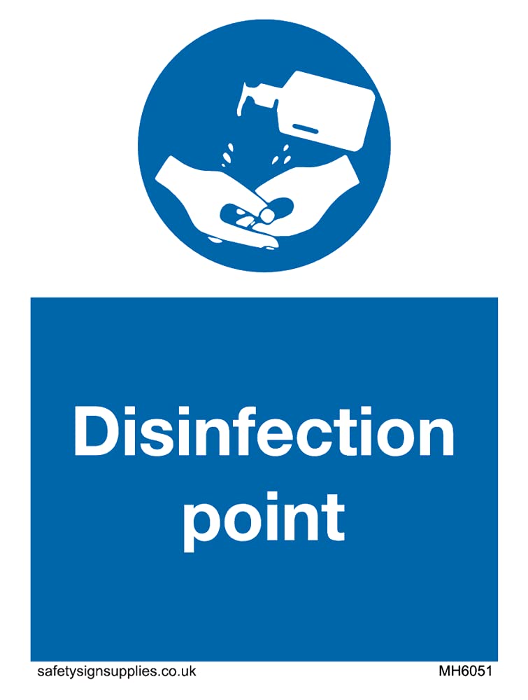 Pack of five - Disinfection point Sign - 75x100mm - A7P