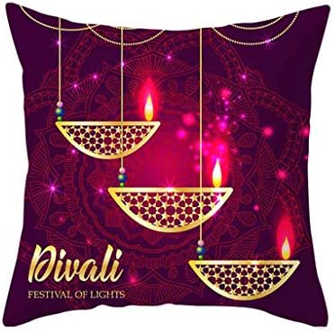 LIEJIE Muslim Ramadan Pattern Pillow Cover, Polyester Pillowcase Cushion Cover Square Pillow Case, Decorative Throw Pillow Case for Muslim Ramadan Home Decor 45cmx45cm 18x18inch