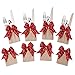 Tartan Plaid Bow with Gold Jingle Bell Christmas Silverware Holders - Set of 8, Festive Entertainment Decorations