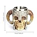 Aolvo Medieval Mug, Stainless Steel Ram Horned Viking Pirate Gothic Skull Mug Tankard Cup, Medieval Castle Lord Knight Skeleton Tankard Stein for Beer Wine Coffee Rum Drinking Water - 450 Ml(15 Oz)