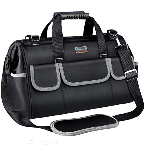 Tool Bag, Ounic 17 Inch Wide Mouth Tool Bag with Waterproof Soft