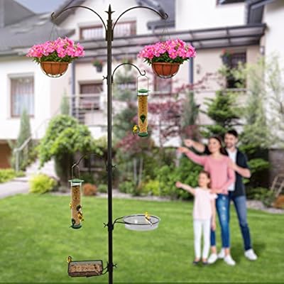 Amazon Com Sorbus Bird Feeding Bath Station Black Metal Pole