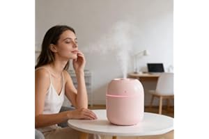 Portable Cool Mist Humidifier With 7 Color Light And Auto Shut Off, Compact Design For Travel Home And Bedroom, Pink