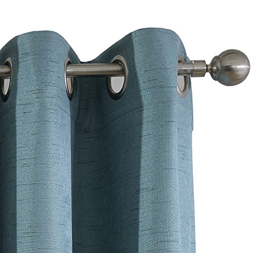 DEZENE Blackout Curtains with Grommets - Natural Linen Look, Stylish Woven Texture - Thermal Insulated Room Darkening Draperies for Living Room - 2 Panels,52 Inch Wide x 84 Inch Long,Teal