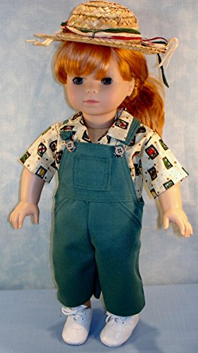 18 Inch Doll Clothes - Green Jeans Garden Outfit handmade by Jane Ellen to fit 18 inch boy or girl doll - Thumbnail 2
