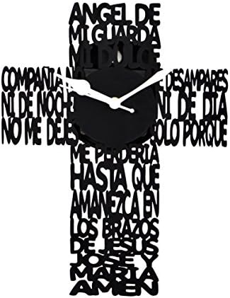 Cloacker Wooden Jesus Wall Clock (25 cm x 25 cm x 3 cm, Black)