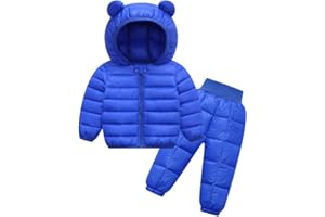 LAVIQK 2 Piece Toddler Winter Coats and Matching Pants Lightweight Puffer Padded Jacket Clothing Set Snowsuit Ski Suit