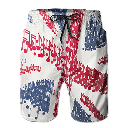 Music British Flag Men's Printing Quick Dry Beach Board Shorts Swim Trunks L