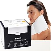 Sima Disposable Face Towels for Drying - 100% Cotton Face Wipes 50 Pack - Biodegradable Makeup Remover for Sensitive Skin, Gentle Clean Facial Cloth - Ultra-Soft & Lint-Free, Cruelty Free