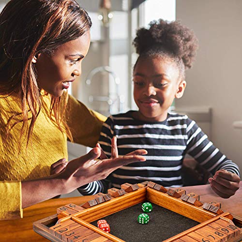 GlobalDream Shut The Box Family Game 4 Players Wooden Dice Game for