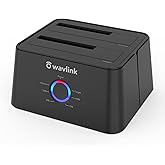 WAVLINK USB 3.0 and USB C to SATA Dual-Bay External Hard Drive Docking Station for 2.5/3.5 Inch HDD/SSD with UASP (6Gbps), Support Offline Clone/Duplicator Function [16TB X2 ]-Black