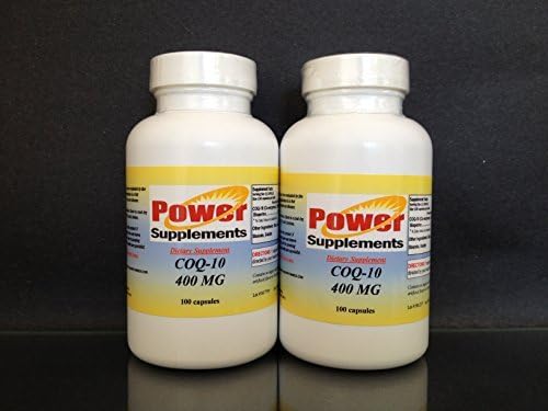 CoQ-10 Q-10 coq10 CO Q10 co-enzyme 400mg - various sizes. Made in USA (2 bottles - 200 [2x100] capsules) by Power Supplements