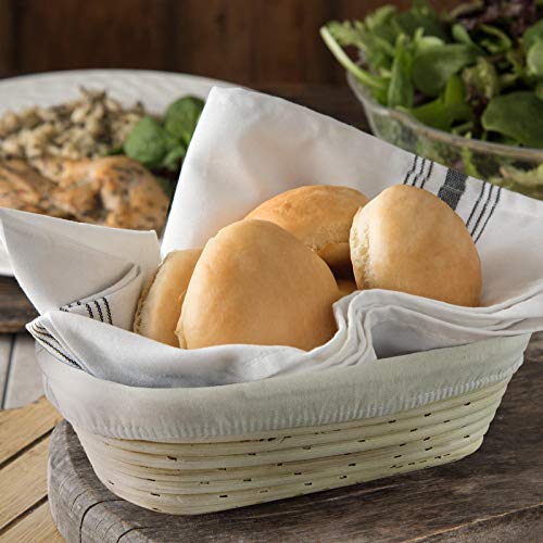 10 inch Oval Banneton Proofing Basket - Made Terra Natural Rattan Cane Brotform Set with Bamboo Dough Scraper & Cloth Liner | Food-Safe Bread Bowls by Artisan Families | Best Baking Gift Set