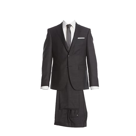 Barutti Anzug Dunkelgrau feinste Struktur Comfort Fit normaler Schnitt 100% Pure Wool Schurwolle Super 150S Sakko Clarenzio A