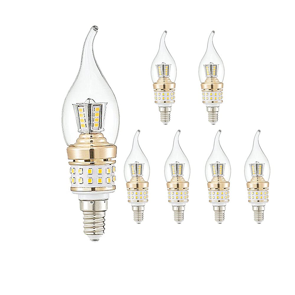 ZYUJIA E14 LED Candle Bulbs 10W Small Screw Candelabra LED Light Bulbs Not Dimmable Cool White 6000K Chandelier Bulbs(Equivalent to 90W) 6 Packs