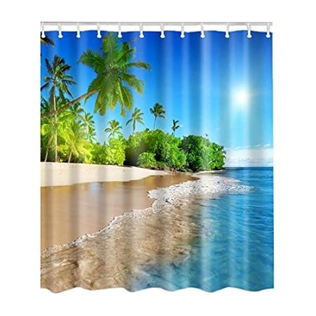 Long Shower Curtain Ocean Decor By Fairylove Seaside View Tropical