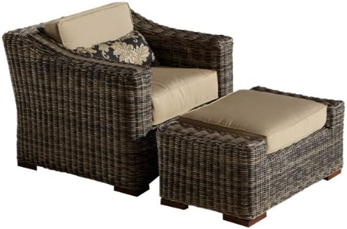 RST Brands OP-PECLBO-RES-WG-K Resort Collection Club Chair/Ottoman Rattan Patio Furniture Set, Grey