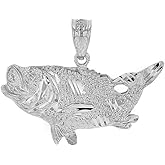 Claddagh Gold 925 Sterling Silver Sea Bass with Tail Up Pendant
