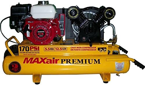 Maxair Wheelbarrow Premium Industrial 10-Gal. 5.5 HP Gas Honda Air Compressor