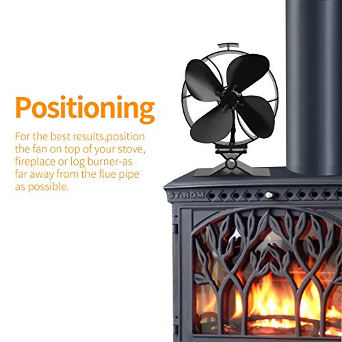 Sumapner Wood Stove Fan -4 Blade Eco Friendly Silent Heat Powered Stove Fan for Wood Log Burners-Big Air Volume