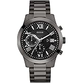 Guess Men Quartz Watch with Stainless Steel Strap, Gunmetal, 21.5 (Model: U0668G9)