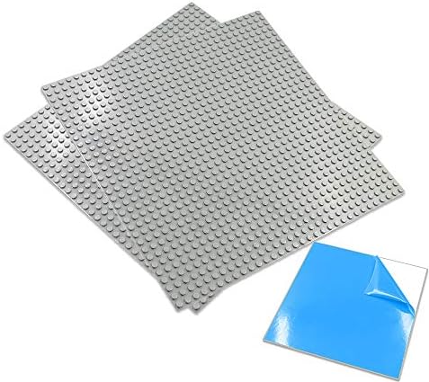 Upgrade Self Adhesive Baseplates - 10" X 10" or 32 X 32 Studs (2 Pack) Peel and Stick Building Blocks Base Plates - Compatible with All Major Brick Sets - by Nicolababe (10" x 10", 2 Pack, Light Gray)