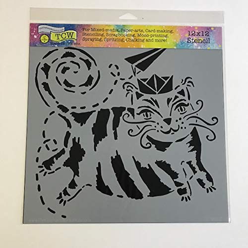 Crafter's Workshop 12" x 12" Stencil 2 Pack, Reusable Stenciling Templates for Art Journaling, Mixed Media, and Scrapbooking - TCW671 Sun and Moon & TCW692 Flying Cat - Thumbnail 2