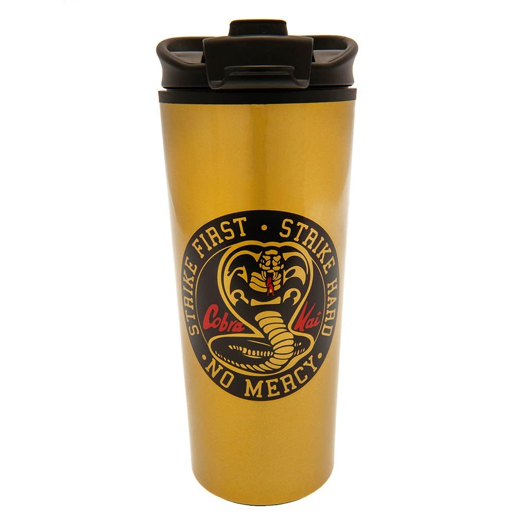 Pyramid International Cobra Kai Metal Travel Cup (No Mercy Design) 16oz Travel Coffee Mug and Travel Coffee Cup for Hot Drinks in Presentation Cobra Kai Gift Box - Official Cobra Kai Merchandise