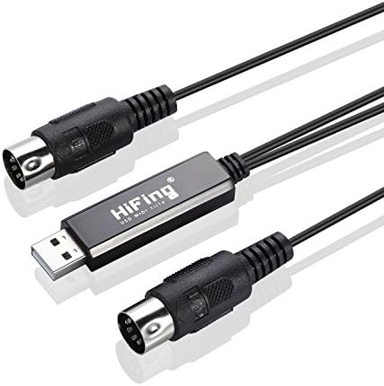 MIDI to USB Cable, MIDI IN-OUT Interface to USB Converter Adapter for PC Laptop to Musical Keyboard, Digital Piano and More, Plug and Play, 6.5Ft