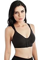 Ladies Womens Soft Cotton Front Fastening Bra Black Fits 4