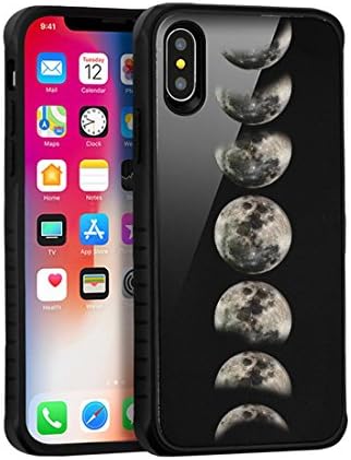 PHONETATOOS iPhone X Case Compatible With Apple - iPhone 10 Phone Cover Black - Soft Silicone and Hard Plastic Protection Shockproof - Printed Case (2017) 5.8 Inch (Phases Of The Moon)