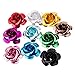 PH PandaHall 100pcs Aluminum Rose Flower, Tiny Metal Beads, Mixed Color, 15x9mm, Hole: 1mm