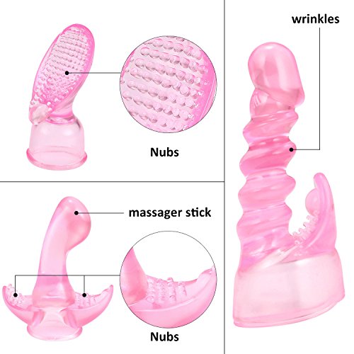 L’aise Vie Magic Wand Attachment for L’aise Vie V1 Wand Massager Vibrator and Other Medium Vibrating Bullet-Pack of 3 Different Design TPE Material Attachment Pink