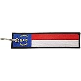 Luso Aviation North Carolina Flag Key Chain, 100% Embroidered