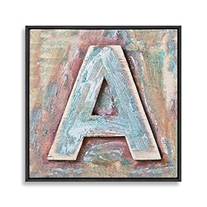 Framed Canvas Wall Art Alphabet Canvas Prints Home Artwork Decoration for Living Room,Bedroom - 16x16 inches