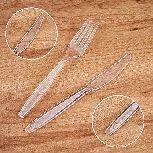 Cutlery Set Plastic Utensils Clear Forks Spoons Knives Disposable