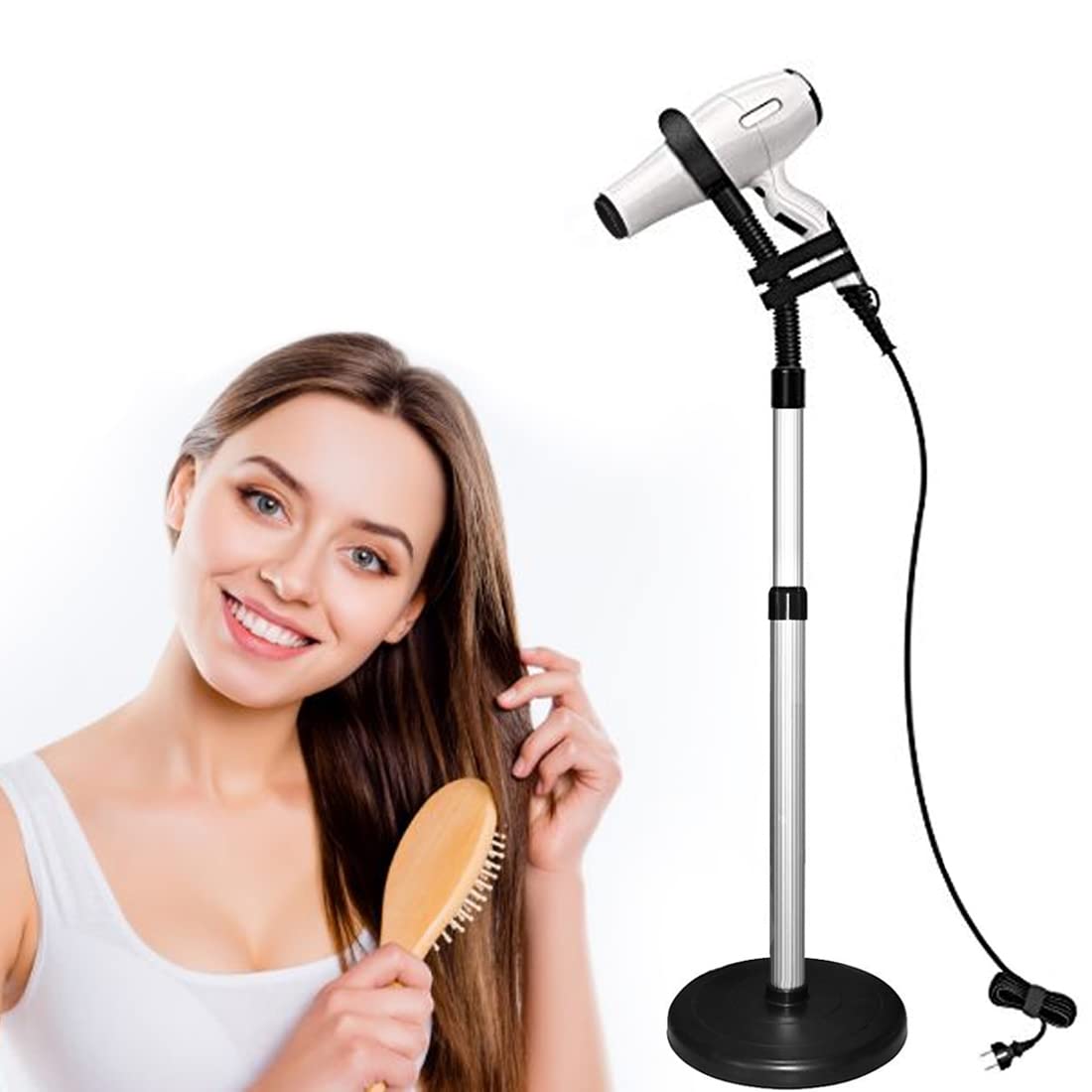 Photo 1 of LUEXBOX Hair Dryer Stand, 360 Degree Rotating Lazy Stand with Heavy Base, Hands-Free Blow Dryer Holder, Adjustable Height Holder