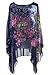 Uplife Women's Loose Batwing Sleeve Tops Flower Bohemian Chiffon Blouse T Shirt Tops (One Size, Blue&Purple)