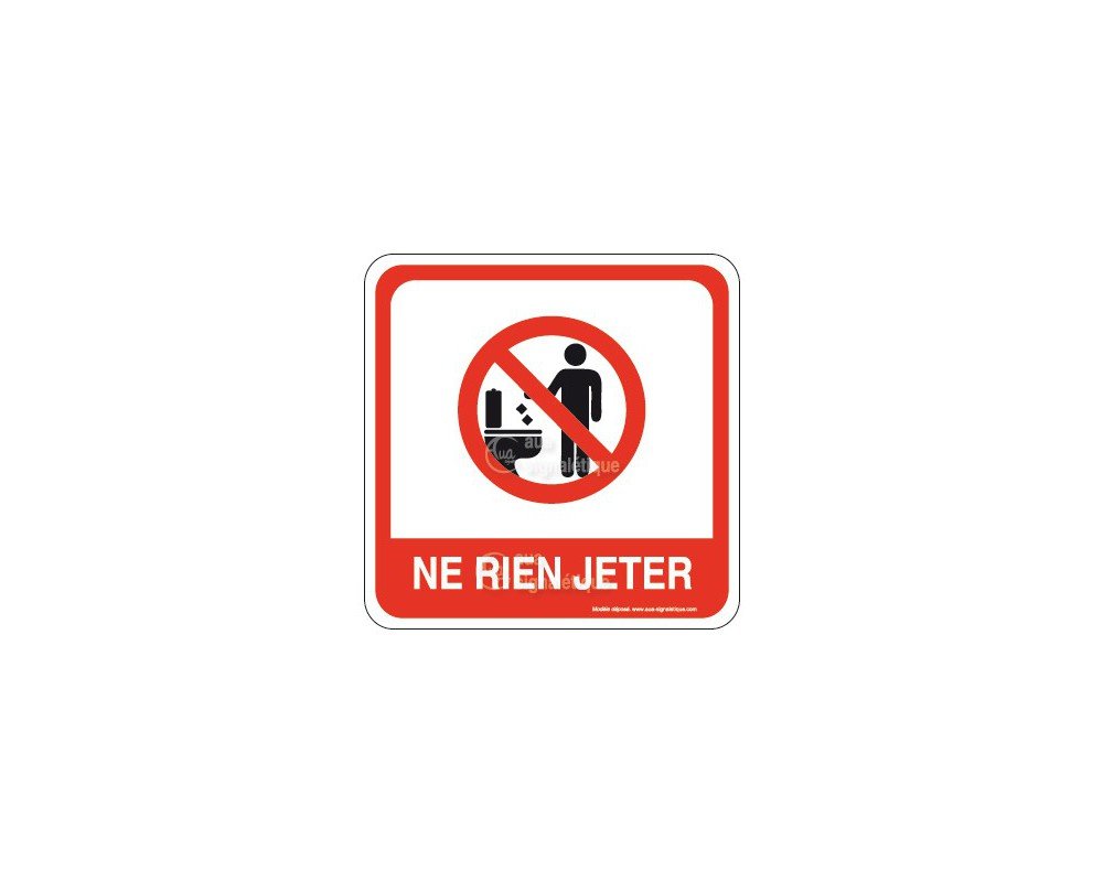 AUA SIGNALETIQUE - Plaque de porte Ne rien Jeter dans les WC PvcSign avec double face adhésif