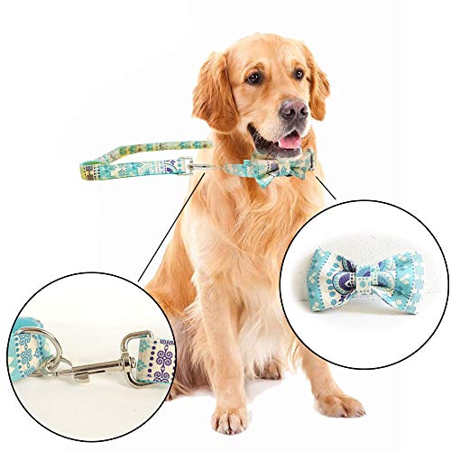 Darolin [Dog Collar +Dog Leash +Detachable Bowtie]-[Pet Fashion Set]-S-Mayan Blue - Thumbnail 5