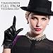 MATSU Casual Women Winter Warm Lambskin Leather Cashmere Touchscreen Gloves M9229 (L, Black-TouchScreen)