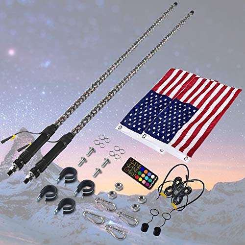 Adust-LED-Whip-Lights-for-UTV-Dune-Buggy-2PCS-4FT-Spiral-RGB-300-Colors-178-Modes-Bluetooth-Remote-Control-Waterproof-IP67-for-Can-Am-ATV-UTV-RZR-Polaris-Dune-Buggy-Offroad-Truck-Accessories