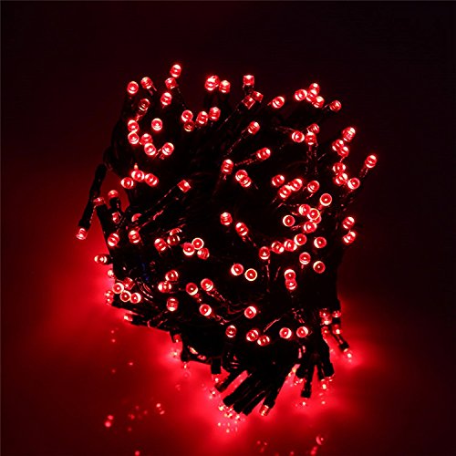 AZX (200 LEDs 8 Modes) 22m Led Solar String Lights, Solar Powered Fairy String Lights Indoor Outdoor Christmas Lights for Garden Fence Landscape Patio Yard Decors (Red)