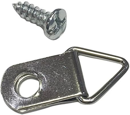 Triangle Ring Picture Frame Hangers 100-Pack Nickel Plated Medium Size Hangers for Home Decor, Artwork, Mirror, Paintings. Matching Screws Included