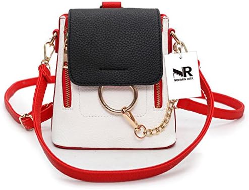 Normia Rita Girls Color Blocking Mini Backpack Small Ring Knapsack Shoulder Chain Bags for Women