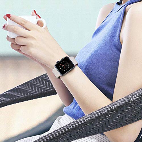 VATI Sport Band Compatible for Apple Watch Band 38mm 40mm, Soft Silicone Sport Strap Replacement Bands Compatible with 2019 Apple Watch Series 5, iWatch 4/3/2/1, 38MM 40MM S/M (Stone White) - Thumbnail 2
