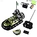 WolVol Remote Control Military Fighter War Boat Toy with Flashing Lights - Works in real water - Installed with fan-cooling feature